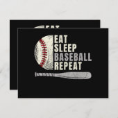 Eat Sleep Baseball Herhaal Funny Baseball Player Feestdagenkaart (Voorkant / Achterkant)