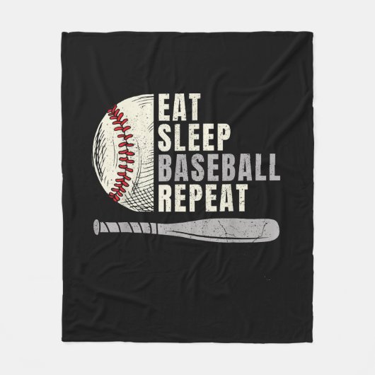 Eat Sleep Baseball Herhaal Funny Baseball Player Fleece Deken (Voorkant)