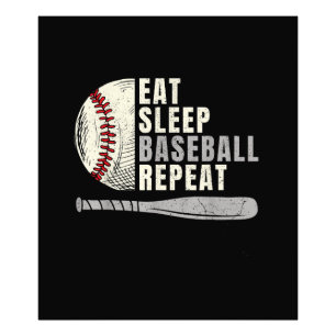 Eat Sleep Baseball Herhaal Funny Baseball Player Foto Afdruk