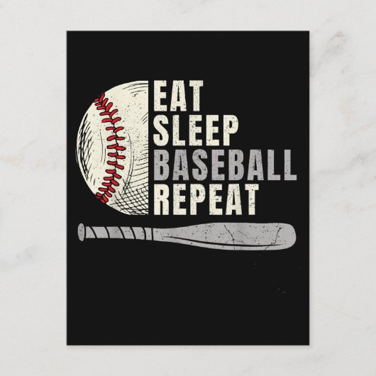 Eat Sleep Baseball Herhaal Funny Baseball Player Informatiekaartje (Voorkant)