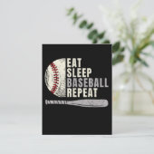 Eat Sleep Baseball Herhaal Funny Baseball Player Informatiekaartje (Staand voorkant)