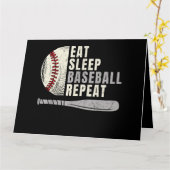 Eat Sleep Baseball Herhaal Funny Baseball Player Kaart (Gele Bloem)