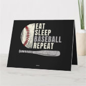 Eat Sleep Baseball Herhaal Funny Baseball Player Kaart (Achterkant)