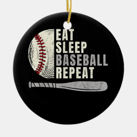 Eat Sleep Baseball Herhaal Funny Baseball Player Keramisch Ornament (Voorkant)