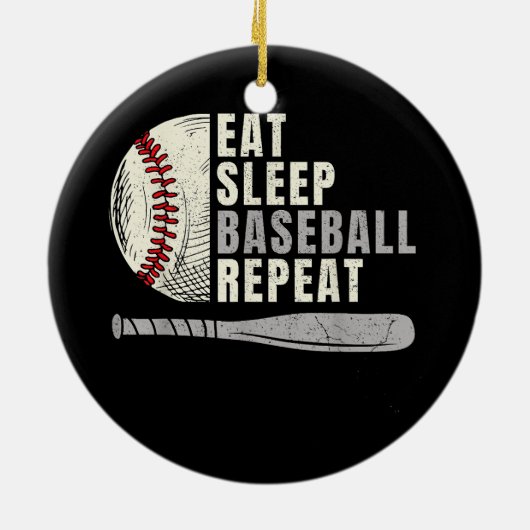 Eat Sleep Baseball Herhaal Funny Baseball Player Keramisch Ornament (Achterkant)