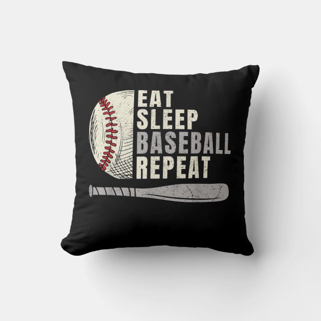 Eat Sleep Baseball Herhaal Funny Baseball Player Kussen (Voorkant)