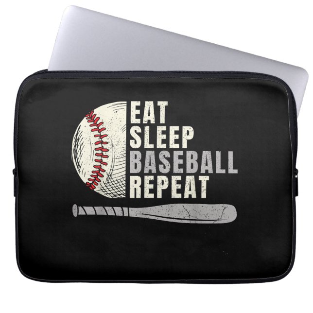 Eat Sleep Baseball Herhaal Funny Baseball Player Laptop Sleeve (Voorkant)