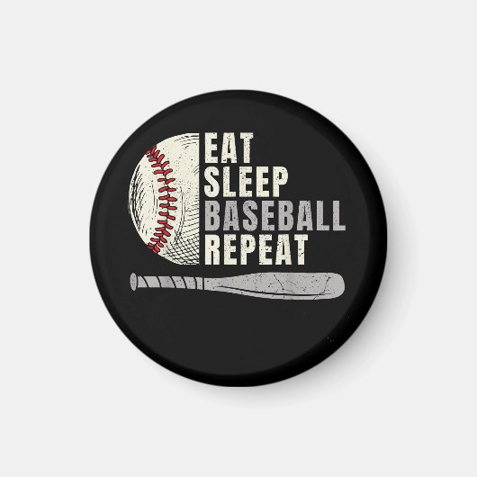 Eat Sleep Baseball Herhaal Funny Baseball Player Magneet (Voorkant)