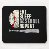 Eat Sleep Baseball Herhaal Funny Baseball Player Muismat (Voorkant)