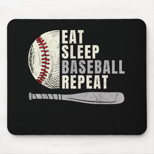 Eat Sleep Baseball Herhaal Funny Baseball Player Muismat (Voorkant)