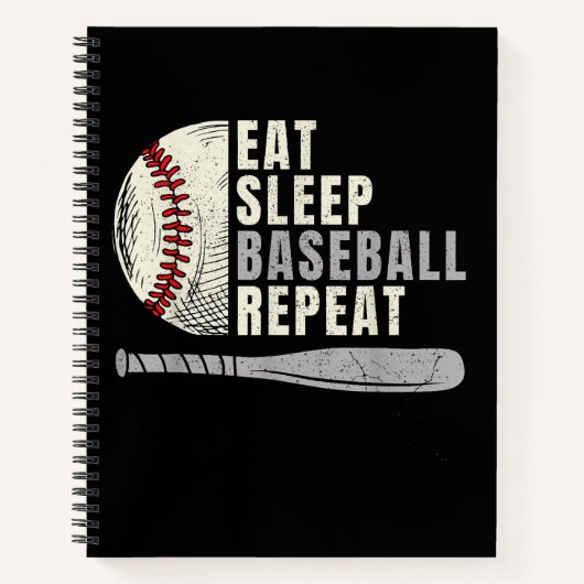 Eat Sleep Baseball Herhaal Funny Baseball Player Notitieboek (Voorkant)