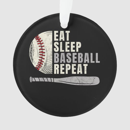 Eat Sleep Baseball Herhaal Funny Baseball Player Ornament (voorkant)