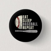Eat Sleep Baseball Herhaal Funny Baseball Player Ronde Button 3,2 Cm (Voorkant)