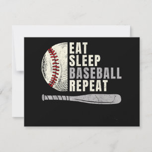 Eat Sleep Baseball Herhaal Funny Baseball Player RSVP Kaartje