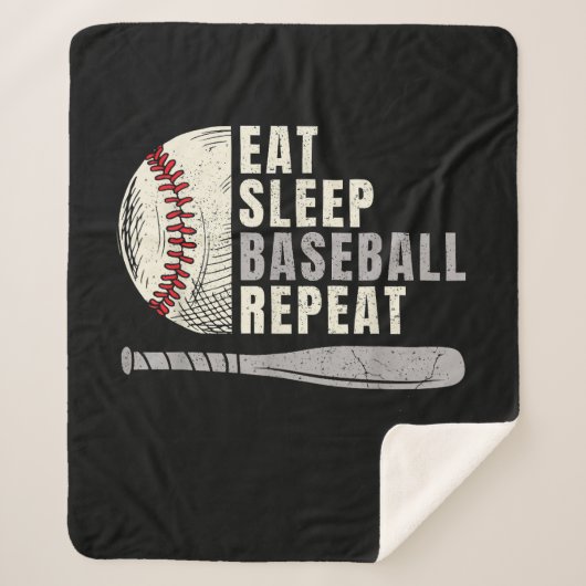 Eat Sleep Baseball Herhaal Funny Baseball Player Sherpa Deken (Voorkant)