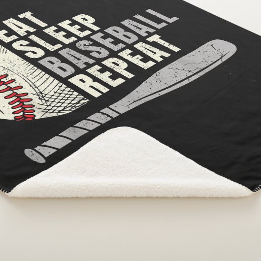 Eat Sleep Baseball Herhaal Funny Baseball Player Sherpa Deken (3/4)