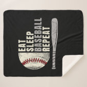 Eat Sleep Baseball Herhaal Funny Baseball Player Sherpa Deken (Voorkant (horizontaal))