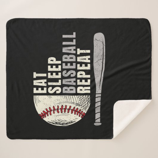 Eat Sleep Baseball Herhaal Funny Baseball Player Sherpa Deken (Voorkant (horizontaal))