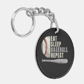 Eat Sleep Baseball Herhaal Funny Baseball Player Sleutelhanger (Voorkant Links)
