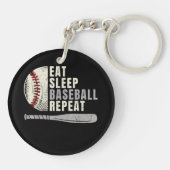 Eat Sleep Baseball Herhaal Funny Baseball Player Sleutelhanger (Achterkant)
