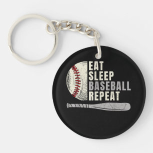 Eat Sleep Baseball Herhaal Funny Baseball Player Sleutelhanger
