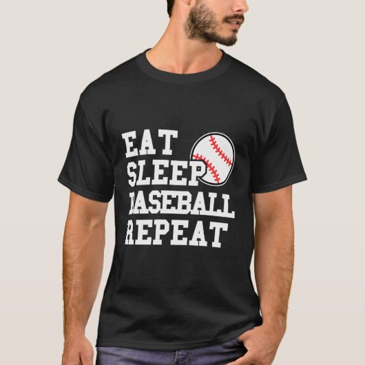 Eat Sleep Baseball Herhaal Funny Baseball Player T-shirt (Voorkant)