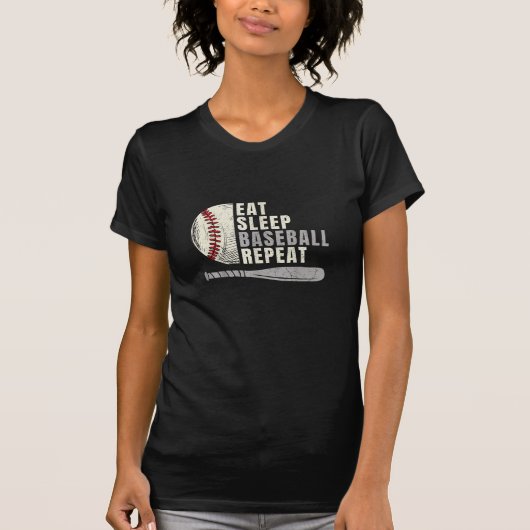 Eat Sleep Baseball Herhaal Funny Baseball Player T-shirt (Voorkant)
