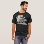 Eat Sleep Baseball Herhaal Funny Baseball Player T-shirt (Voorkant volledig)
