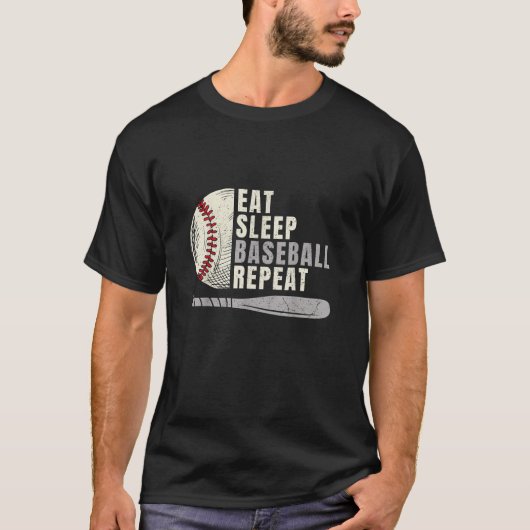 Eat Sleep Baseball Herhaal Funny Baseball Player T-shirt (Voorkant)