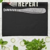 Eat Sleep Baseball Herhaal Funny Baseball Player Theedoek (Gevouwen)