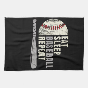 Eat Sleep Baseball Herhaal Funny Baseball Player Theedoek