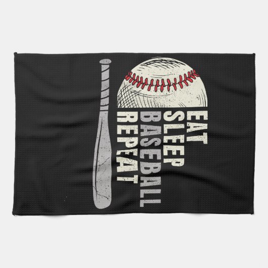 Eat Sleep Baseball Herhaal Funny Baseball Player Theedoek (Horizontaal)