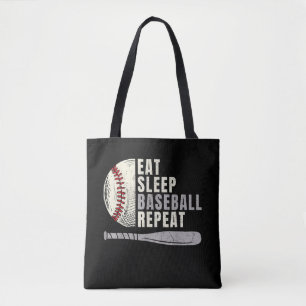 Eat Sleep Baseball Herhaal Funny Baseball Player Tote Bag