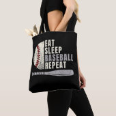 Eat Sleep Baseball Herhaal Funny Baseball Player Tote Bag (Dichtbij)