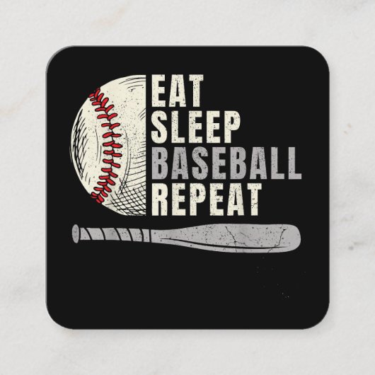Eat Sleep Baseball Herhaal Funny Baseball Player Vierkante Visitekaartje (Voorkant)