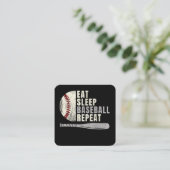 Eat Sleep Baseball Herhaal Funny Baseball Player Vierkante Visitekaartje (Staand voorkant)