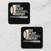 Eat Sleep Baseball Herhaal Funny Baseball Player Vierkante Visitekaartje (Voorkant / Achterkant)