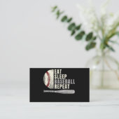Eat Sleep Baseball Herhaal Funny Baseball Player Visitekaartje (Staand voorkant)