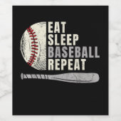 Eat Sleep Baseball Herhaal Funny Baseball Player Wijn Etiket (Enkel label)