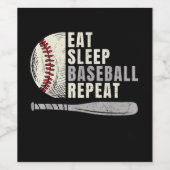 Eat Sleep Baseball Herhaal Funny Baseball Player Wijn Etiket (Enkel label)