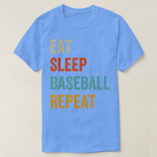 Eat Sleep Baseball Herhaal Funny Sport Player Fan T-shirt (Design voorkant)