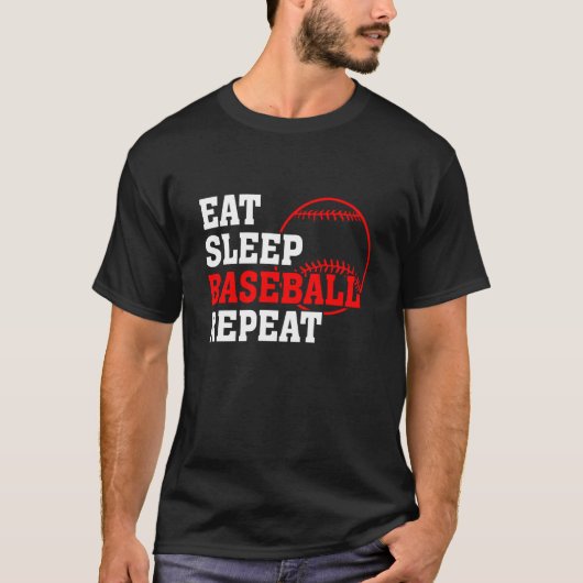 Eat Sleep Baseball Herhaal honkbal Baseball T-shirt (Voorkant)
