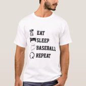 Eat Sleep Baseball Herhaal Sport T-shirt (Voorkant)