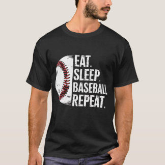 Eat Sleep Baseball Herhaal –  Sportontwerp T-shirt