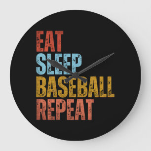 EAT SLEEP BASEBALL HERHAAT GROTE KLOK