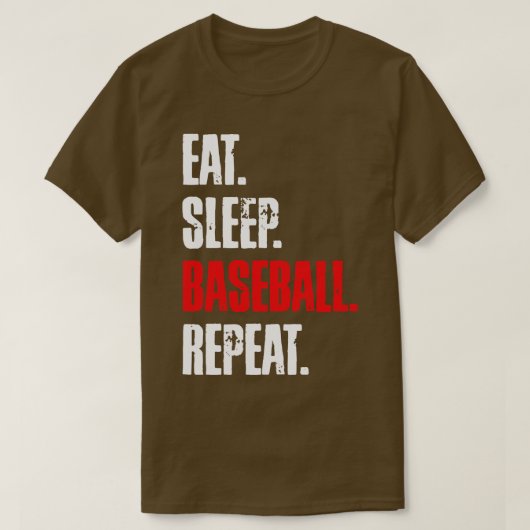 EAT SLEEP BASEBALL HERHAAT T-SHIRT (Design voorkant)
