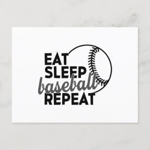 Eat Sleep Baseball Herhalen Briefkaart