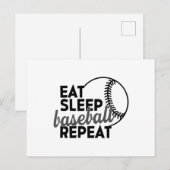 Eat Sleep Baseball Herhalen Briefkaart (Voorkant / Achterkant)
