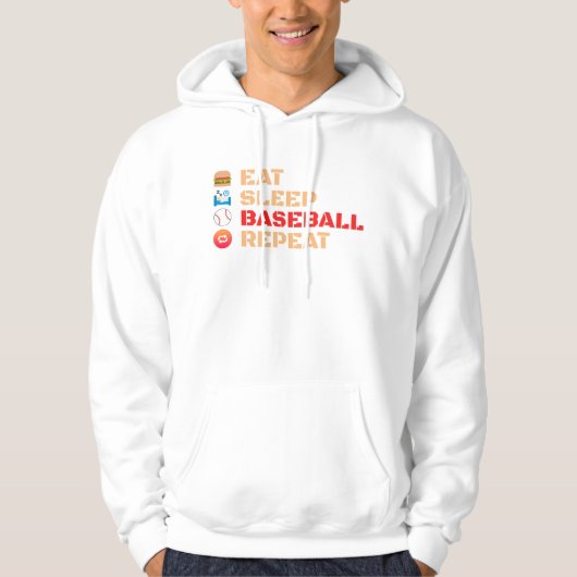 Eat Sleep Baseball Herhalen Hoodie (Voorkant)