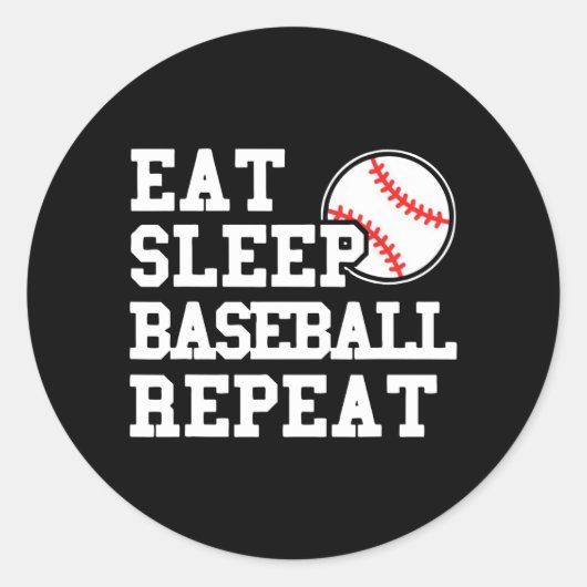 Eat Sleep Baseball Herhalen Ronde Sticker (Voorkant)